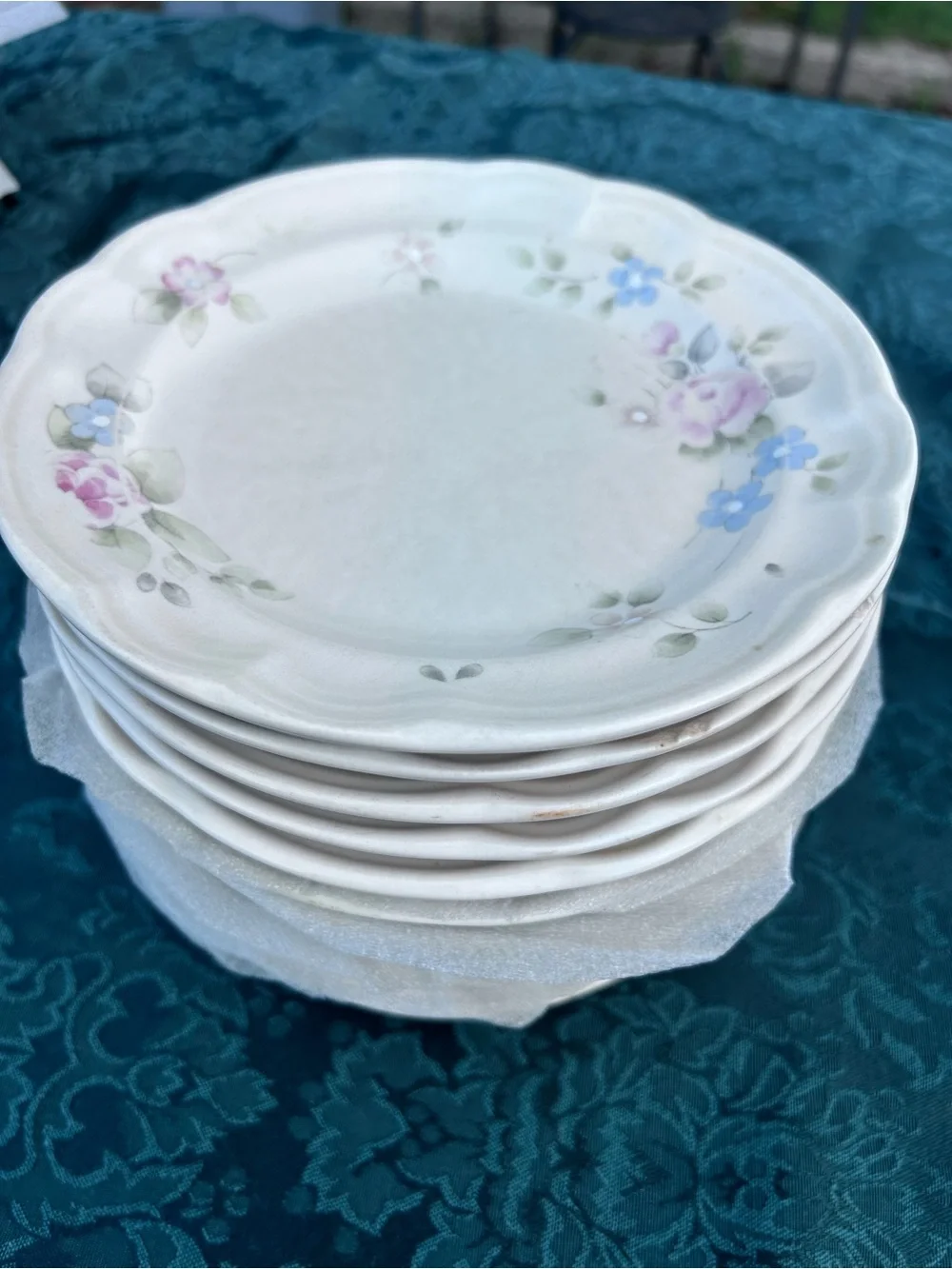 Vintage Pfaltzgraff Tea Rose Stoneware Dinnerware Set 26 Pc Plates Pasta Salad P